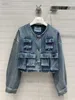 女性用ジャケットデザイナーナンヤウコート2024春の新しいファッションカジュアルワークスタイルマルチポケットデザインデニムI5kf