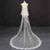 Jóias para cabelos de casamento elegante 2 camadas véu de casamento com pente de 3 metros 2t de marfim branco de renda longa véu de noiva com chapéu de noiva blush