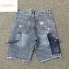 GA Depts ink splash color washed old retro street graffiti patches splicing summer versatile men and women denim shorts