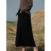스커트 우아한 여성 양모 니트 스커트 한국 패션 단색 캐주얼 라인 여성 가을 ​​세련된 높이 허리 주머니