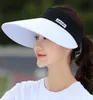 1PCS Summer Woman Hats Pakowane Pakiewa Daszek Cały pusty top z dużymi głowami szeroki Brim Beach Hat Ochrona Kobieta Cap9034937