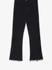 Jeans para mujeres 2 colores Fringe Fringe Algodón de cintura alta Damas que viajan versátiles de mezclilla delgada versátil