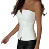 Blouses pour femmes tops de tube de femme zipper élégant avec de détails slim ajustement de couleur solide fête tendance pour la mode