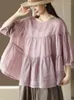 Kvinnors blusar mode koreanska sommar kvinnor solid färg lös casual chiffong överdimensionerade skjortor 2024 damer elegant klassisk linne docka topp