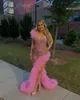 Ebi 2024 Aso Pink Mermaid Prom Dress Beaded Crystals Luxurious Evening Formal Party Second Reception 50Th Birthday Engagement Gowns Dresses Robe De Soiree Zj328 es