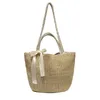 Bolsa de verão feminina feminina fita palha de palha tecido de vime de vime de cesta de praia wicker weave bolsa