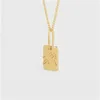 Personlighet Ny modedesigner Celi Trendy Pendant Necklace 18K Gold Plated Lämplig för europeiska och amerikanska kvinnor Zodiac Plate Square Necklace Jewelry Gifts