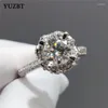 Кластерные кольца yuzbt 18k белого золота. Отличное разрешение 1 6,5 мм кольцо драгоценного камня кольцо с бриллиантом