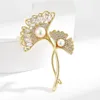 Brosches retro elegant ginkgo blad för kvinnor bröllop fest blomma brosch stift mode bijouterie broche femme bijoux de luxe