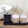 Accessorio per bagno set da bagno accessori da bagno con bottiglie di lozione ricaricabili tazza di spazzolino da denti neri moderni per casa