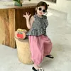 Kleding Sets Children's Girl's Mouwess Top Pants Pakken Pakken Fashion Solid Color Summer Summer Vriendelijke Round Collar Girls Deskled