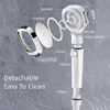 Badrum duschhuvuden 4 lägen högt tryck duschhuvud med avbrytning av knapp sprut vattenbesparande justerbart dusch munstycksfilter för badrum