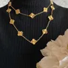 Pendant Necklaces silver 18k gold luxury clover designer pendant necklaces womens girls brand 20 flowers leaves long chain elegant winter sweater coat n 5Q9C