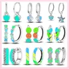 Boucles d'oreilles cerceaux colorés Femmes brillantes 925 Lumineux en argent sterling pour 2024 Bijoux de mode tendance Cadeau d'anniversaire