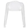 Kadın Tişörtleri Kadınlar Thumbhole Uzun Kollu Omuz silkme Düz Renk Açık ön kırpılmış hırka üst bodycon ince fit güneş koruyucu kol kapağı ceket