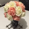 Fleurs décoratives 50pcs Roses Bouquet artificiel Fake PE Foam for Wedding Bride Party Home DIY Art Christamas Decoration