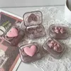 Kontaktlinienzubehör Kontaktlinsenkoffer Pink Transparent Love Bow Kontaktlinsen Case Mädchen tragbare Schönheit Pupille Aufbewahrungsbox Reise Augenpflege Container D240426