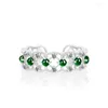 Cluster anneaux Natural A-Grade Ink Jade Lace Hollow Out Ring S925 Silver incrusté Fashion Women's's Gifts Piece à main