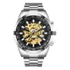 Wlisth helautomatisk mekanisk klocka Vattentät ihålig high end Men's Watch Night Glow Watch Solid Steel Men's Watch
