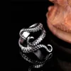 Anillos de pulpo de acero de titanio Gótico Monster Monster Punk Tentáculos Punk Anillo Tamaño ajustable Joya de joya AB199