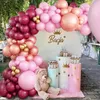 Decorazione per feste 92pcs Burgundy rosa in oro rosa rosa chiaro metallico in pallone in pallone kit arco di ghirlanda per bambini compleanno baby shower