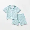 Kinder Baumwollpyjama Sommer Cartoon gedruckt 2 Stück Set Short Sleeve Top mit Shorts Kleinkind Baby Jungen Mädchen Nachtwäsche Sets 240418