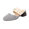 Slippers Kolnoo aankomst Handgemaakte damesblok hak patchwork lederen zomer sexy sandalen avond mode mode prom schoenen