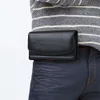 Men's Horizontal Flip Waist Bag Leather Cover with Belt and Card Insertion