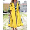 Vestidos Largos Elegantes Designers Dresses Spring French Style Women Castian Dress Kaftan Print Large Swing A-Line Maxi Eid Mubarak Abaya Sundress Robe