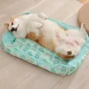 Tapete de cachorro Cooling Summer Pad Mat Ice Pad Dog Sleeping redonds para cães gatos gatos canela respirável Cama de cachorro de seda fria 240411