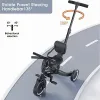 Fiets 5 in 1 peuter driewieler met oudersteerkrachtdoek voor 1,2,3 jaar oude jongens en meisjes, duw Trike, peuterfiets met Remo