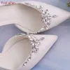 Boots topqueen x34 europeiska brud bröllopskor dekoration glänsande strass sko handgjorda avtagbara diamantskor klipp
