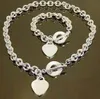 Whole Retail lowest Christmas gift 925 silver love NecklaceBracelet set S764355068