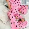 Women's Sleepwear Two Piece Summer New Hot Selling Womens Home Leisure and Comfortable Print Love Pajama Set Y240426