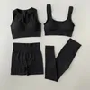 Seamless Yoga Set Ribbed Workout Outfits for Women 24 Piece Sport Bra High Waist Shorts Yoga Leggings Sets Fitness Gym Clothing 240425