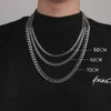 Strands Hip Hop Width 3/5/7/9mm Cuban Link Stainless Steel Chain Necklace for Men Basic Simple Rap Singer Necklace Fashion Jewelry 240424