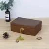 Jewelry Pouches Retro Wooden Storage Box Women Ring Earrings Necklace Bracelet Gift Display With Lock Small BirthdayGift