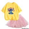 Set di abbigliamento Summer Fashion Korean Children Abiti abiti da 3-14 anni SCAGLIO SCIPPIO SCIPO MASH GONNA TUTU SCHIT