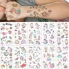 Transfert de tatouage 10pcs / lot kids tatouage dessin animé arc-en-ciel licorne sirène imperméable tatouage temporaire autocollant enfant bébé fille garçon flash tatoo main 240427