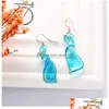 Orecchini collana blu gioielli set per donne ragazze glassa coltelli a spirale a spirale pendente penzolando lampadario in vetro set di consegna di guai da matrimonio dh28e