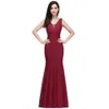 Lace stock v mermaid nek lange avond mouwloze mouwloos gemonteerde low back party prom jurken vestido de festa cps estido