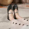 Casual schoenen plus size parel elegante Mary Janes dikke hakken solide vrije tijd zapatos mujer slip op ronde teen lage chaussures femme