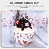 Disposable Cups Straws Strawberry Pattern Paper Treat Muffins For Bakery