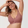 Bras Ferme de fermeture de dossier de support Posture Couverture complète pour les femmes Wirefree Plus Taille Underwear non doublé 34-40 B C D DD