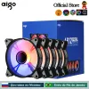 Almohadillas AIGO AR12PRO Case de computadora Ventoinha PC 120 mm RGB Ventilador 4PIN PWM Ventilador de enfriamiento CPU 3PIN5V Espacio ilimitado Argb 12cm Ventilador