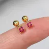 CAMPIO 1pc 20g Floro di cristallo Piccole orecchini per borchie per ragazza Sweet Red Zircon Piercing Cartilagine Anello a orecchio per le donne Gioielli estetici