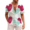 Chemises décontractées masculines Nouveaux chemises d'été Summer Heart 3d Imprimé Hawaiian Mens Mens à manches courtes Cold Vacation Collar Cold de chemise Aloha Clothing 240424