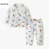 top and Cute Kids Boys Girls Cartoon Pajama Sets Long Sleeve TopsPants Children Clothing Homewear Sleepwear Suit 3M-6Y 240418