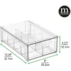 Stackable Plastic Pantry Storage Bin with Pull-Out Drawers - Kitchen Supplies Organizer for Cabinet, Fridge, Freezer - Clear/Lumiere Blue