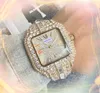 President Cool Herr Square Roman Tank Dial Watches Auto Day Date Time Shiny Starry Clock Quartz Battery Core Diamonds Ring Armband Watch Montre de Luxe Gifts